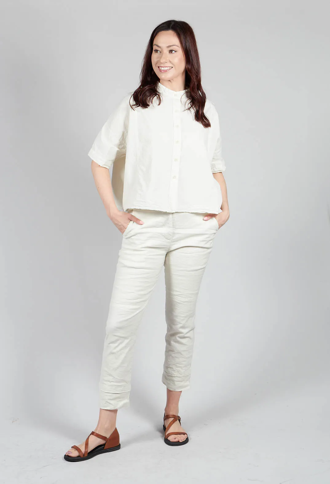 Mandarin Collar Blouse in Chalk