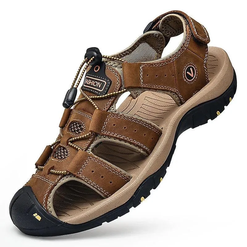 Men's Sandal Genuine Leather Men Shoes for Summer Large Size Outdoor Walking Shoes Male Sandals Man Slippers Plus Size