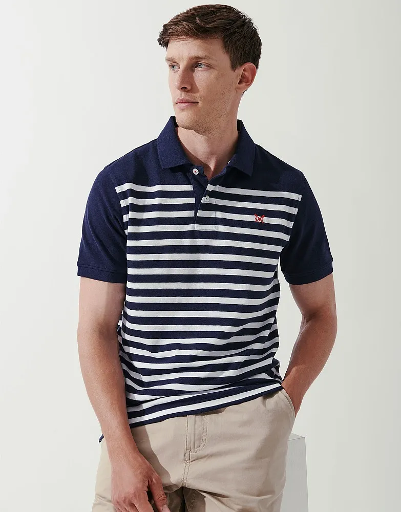 Men's Corby Herringbone Stripe Polo Shirt from Crew Clothing Company