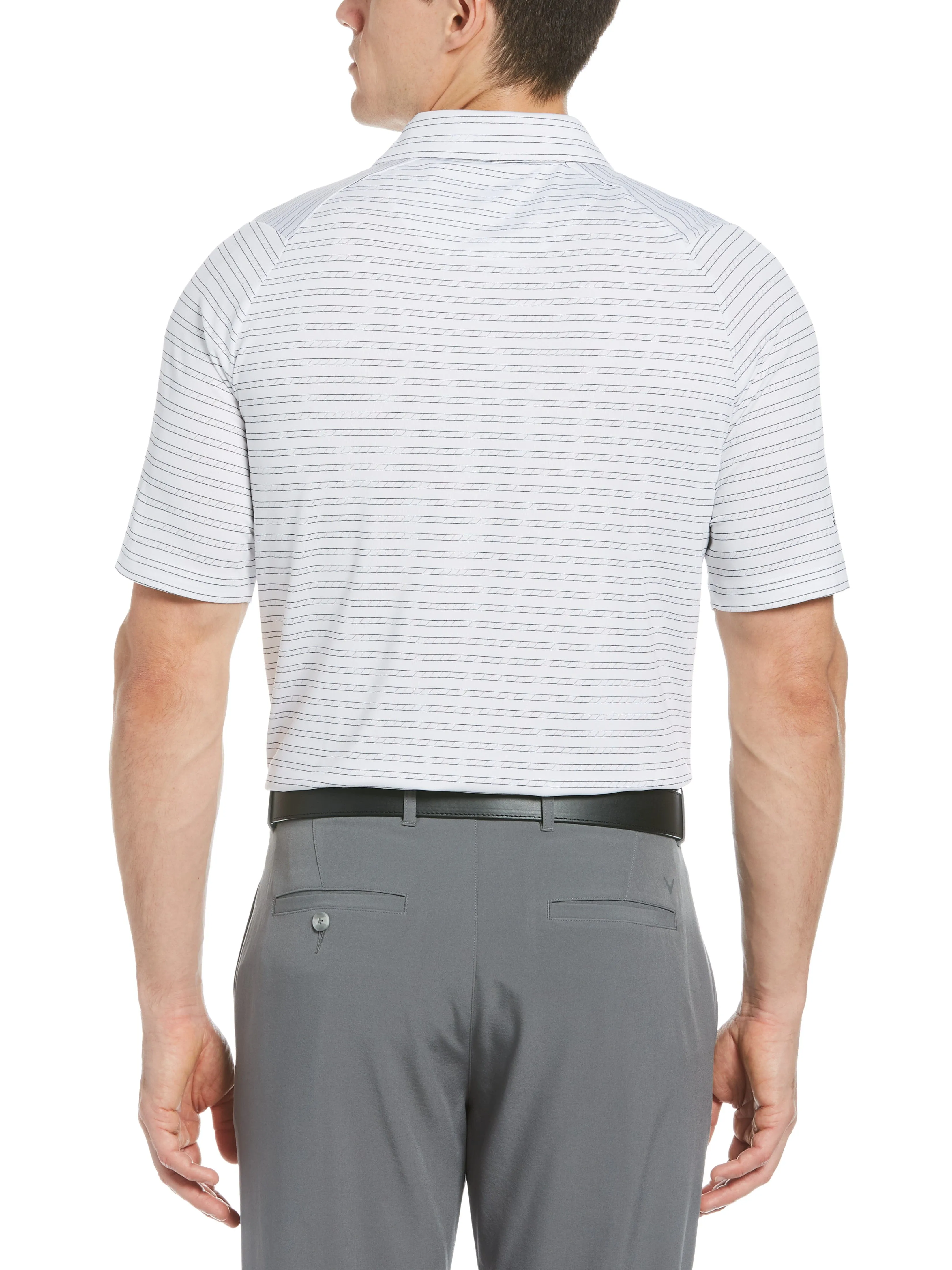 Mens Fine Line Ventilated Stripe Golf Polo Shirt