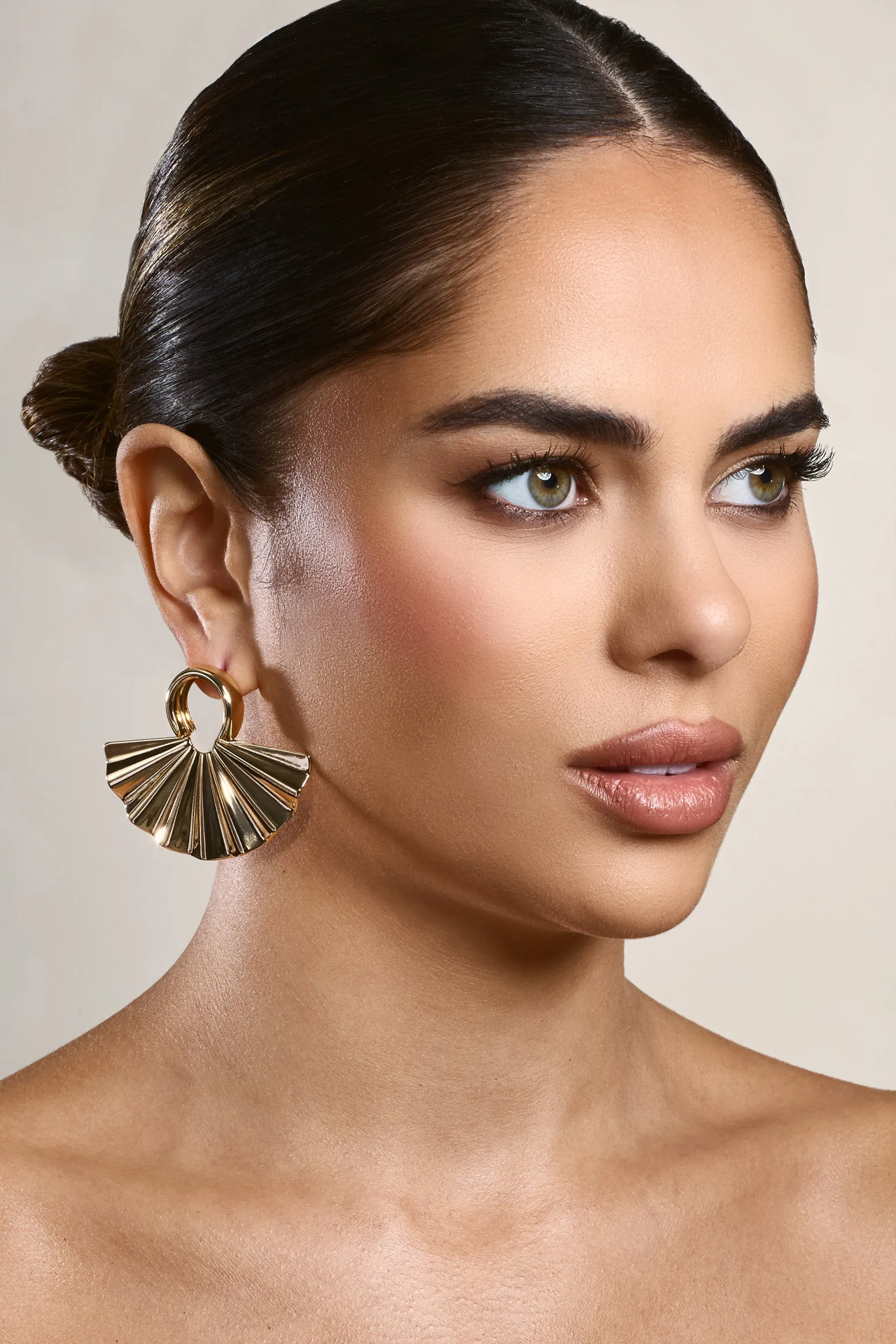 Natasha | Gold Fan Earrings