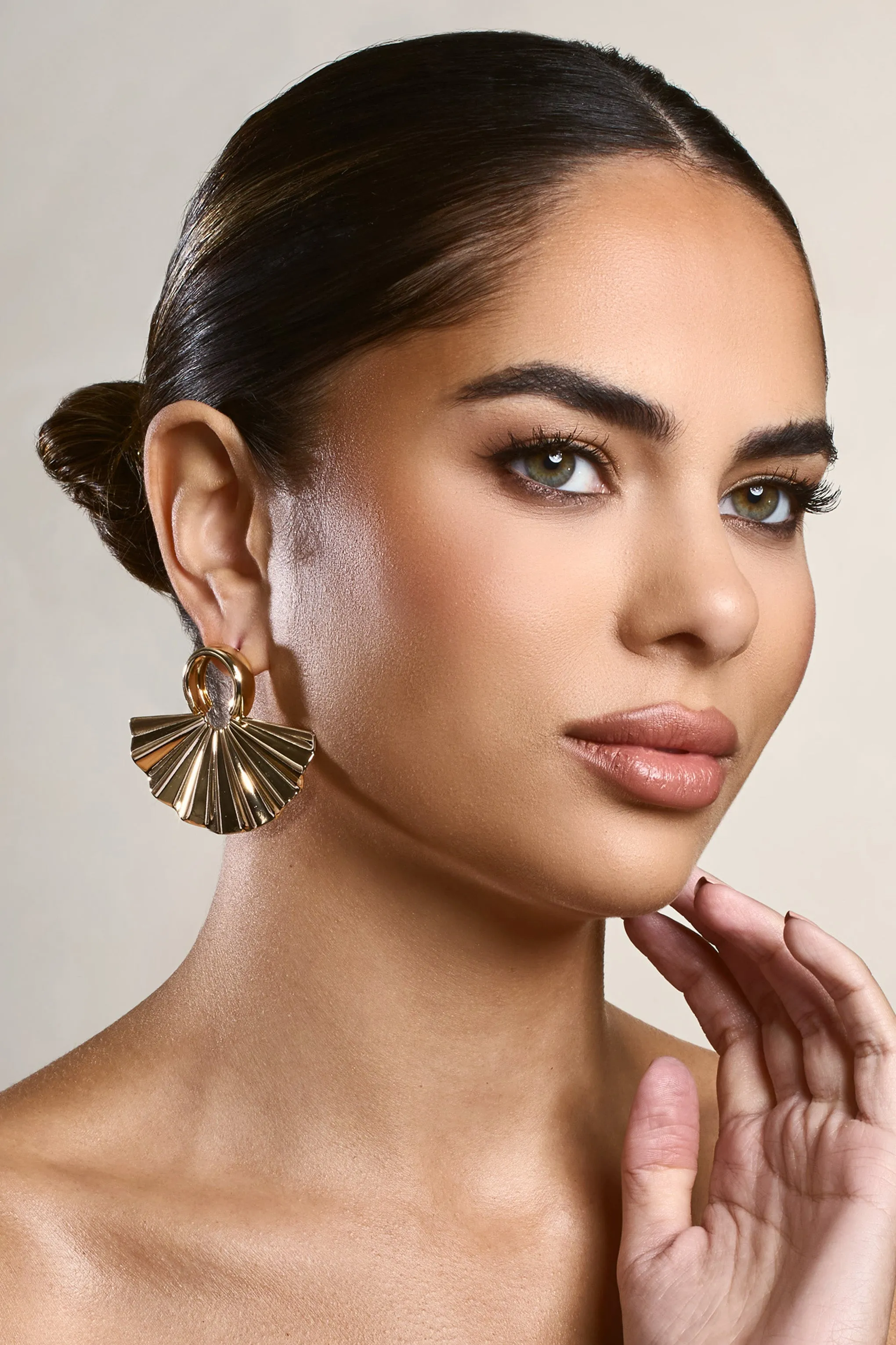 Natasha | Gold Fan Earrings