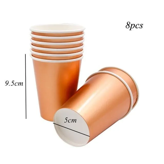 New Rose Gold Series Gilding Paper Straws/Cup/Plate/ Disposable for Party