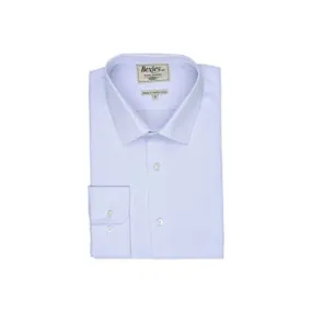 Pale Blue Poplin Cotton Shirt - Straight collar - LOUIS CLASSIC