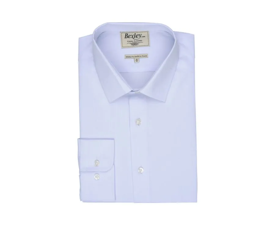 Pale Blue Poplin Cotton Shirt - Straight collar - LOUIS CLASSIC