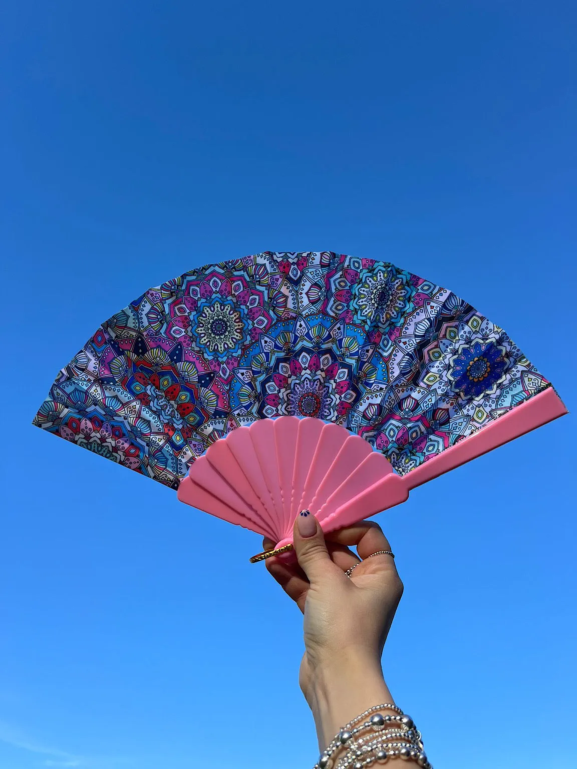 Pink Vibrant Multi Pattern Fan