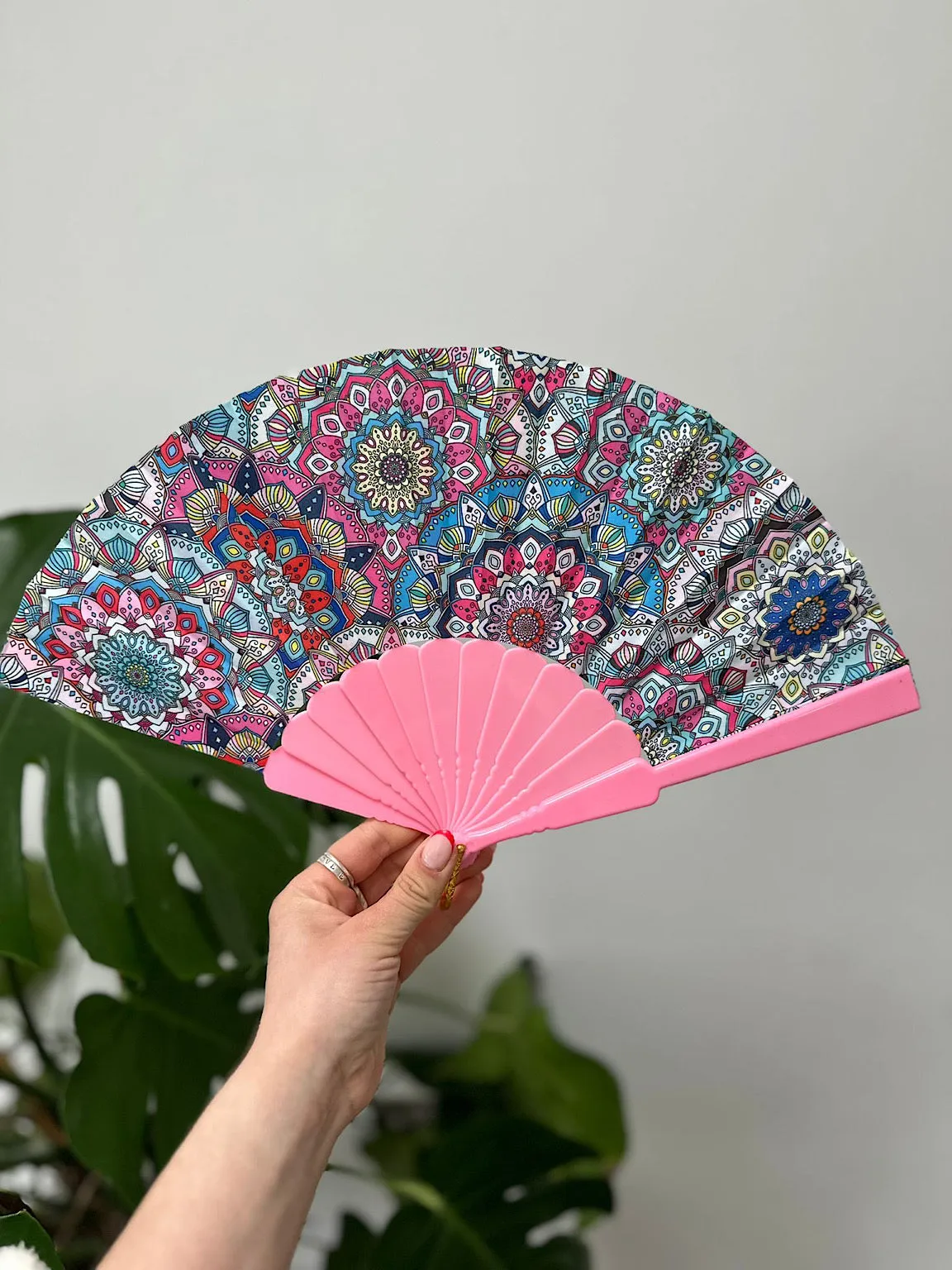 Pink Vibrant Multi Pattern Fan