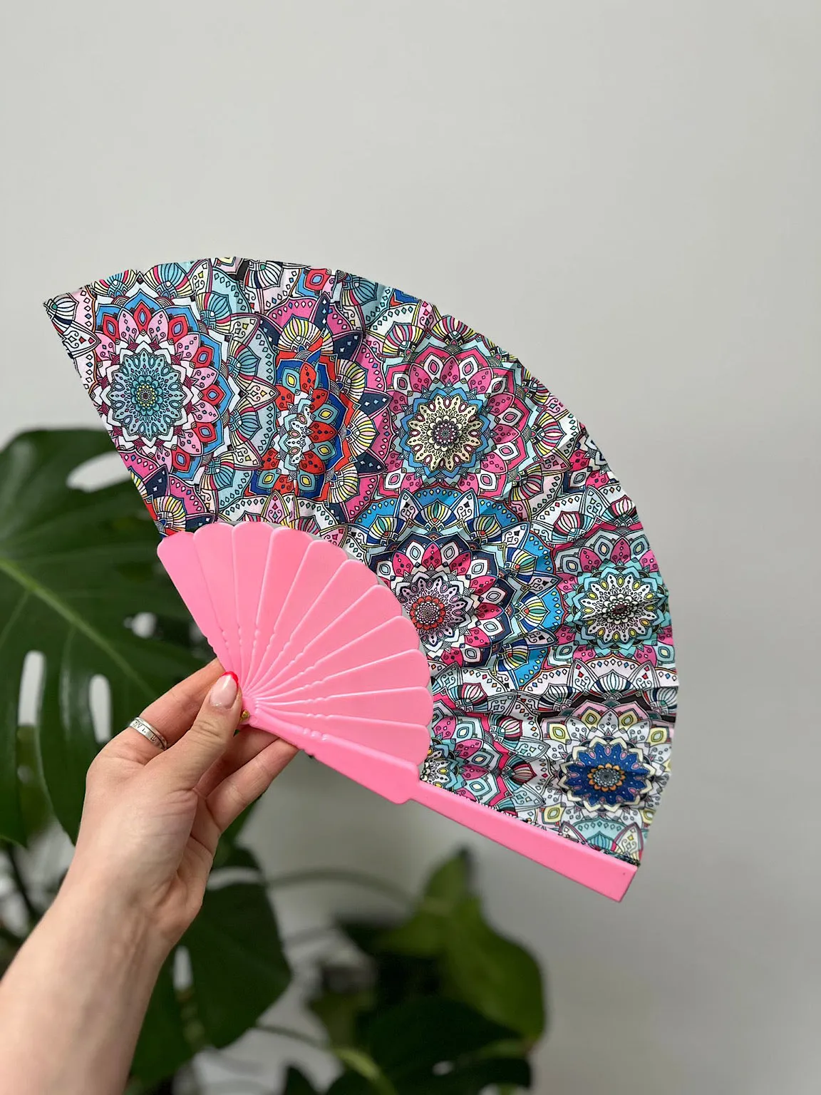 Pink Vibrant Multi Pattern Fan