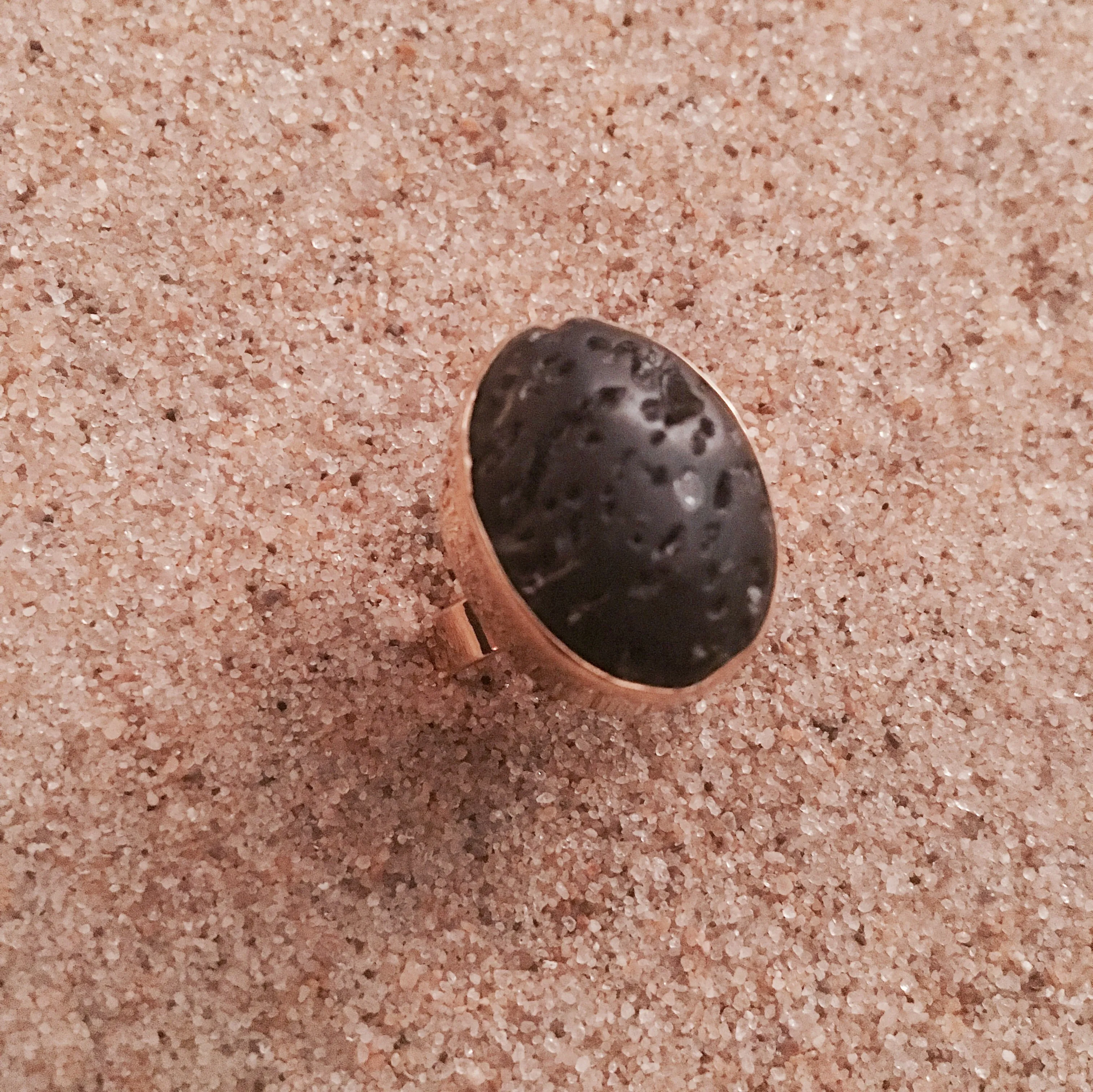 Ring Bronze with Volcanic Rock