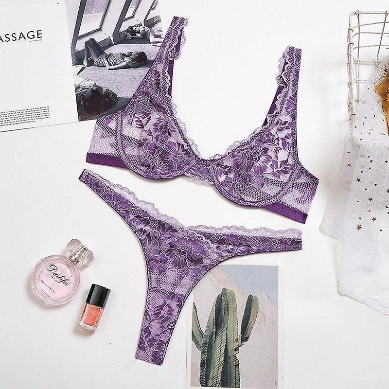 Two piece purple lingerie set