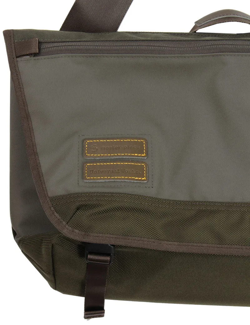 Universal Works X Master-Piece Courier Bag Recycled Tech Canvas Olive