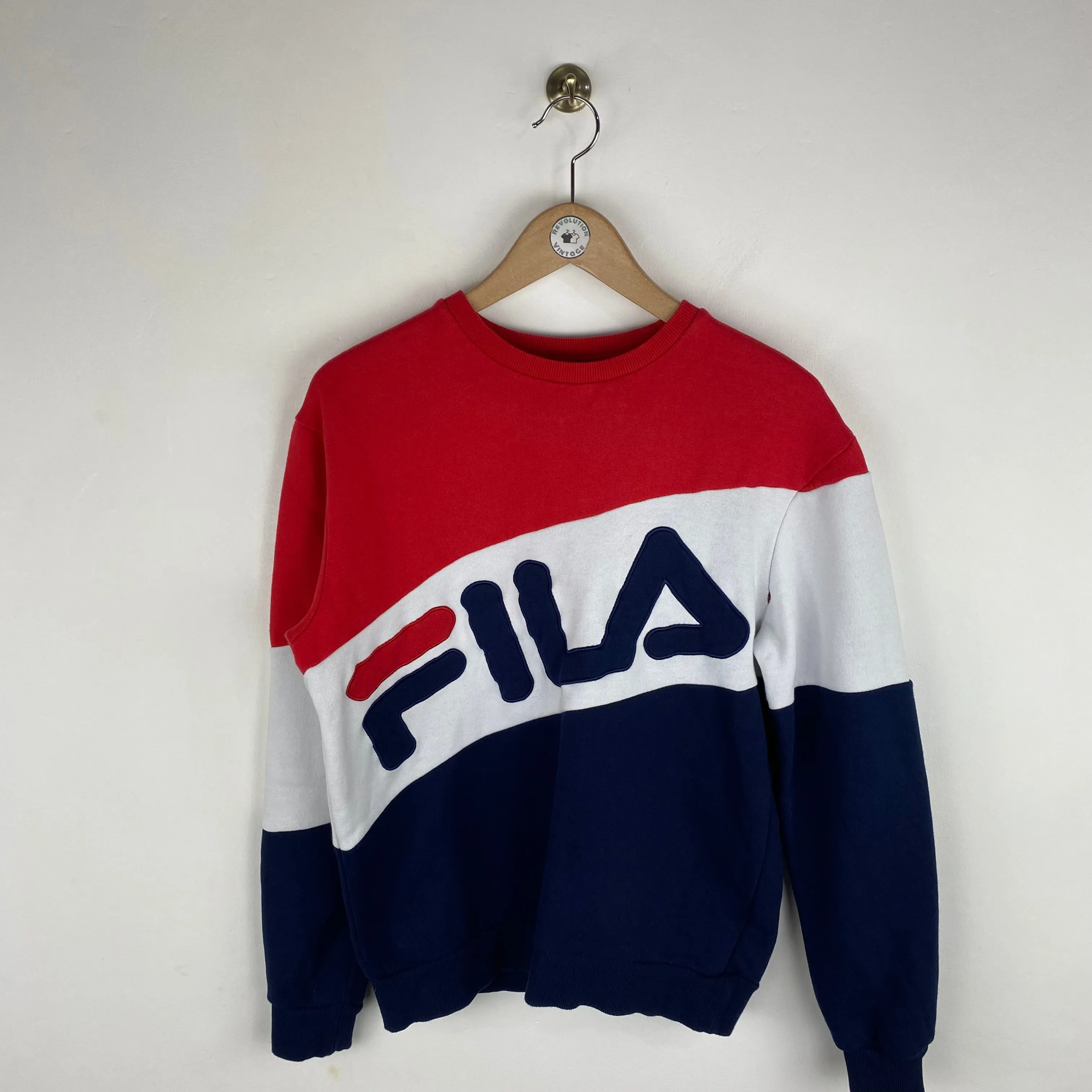 Vintage Embroidered Fila Spellout Sweatshirt (Small)