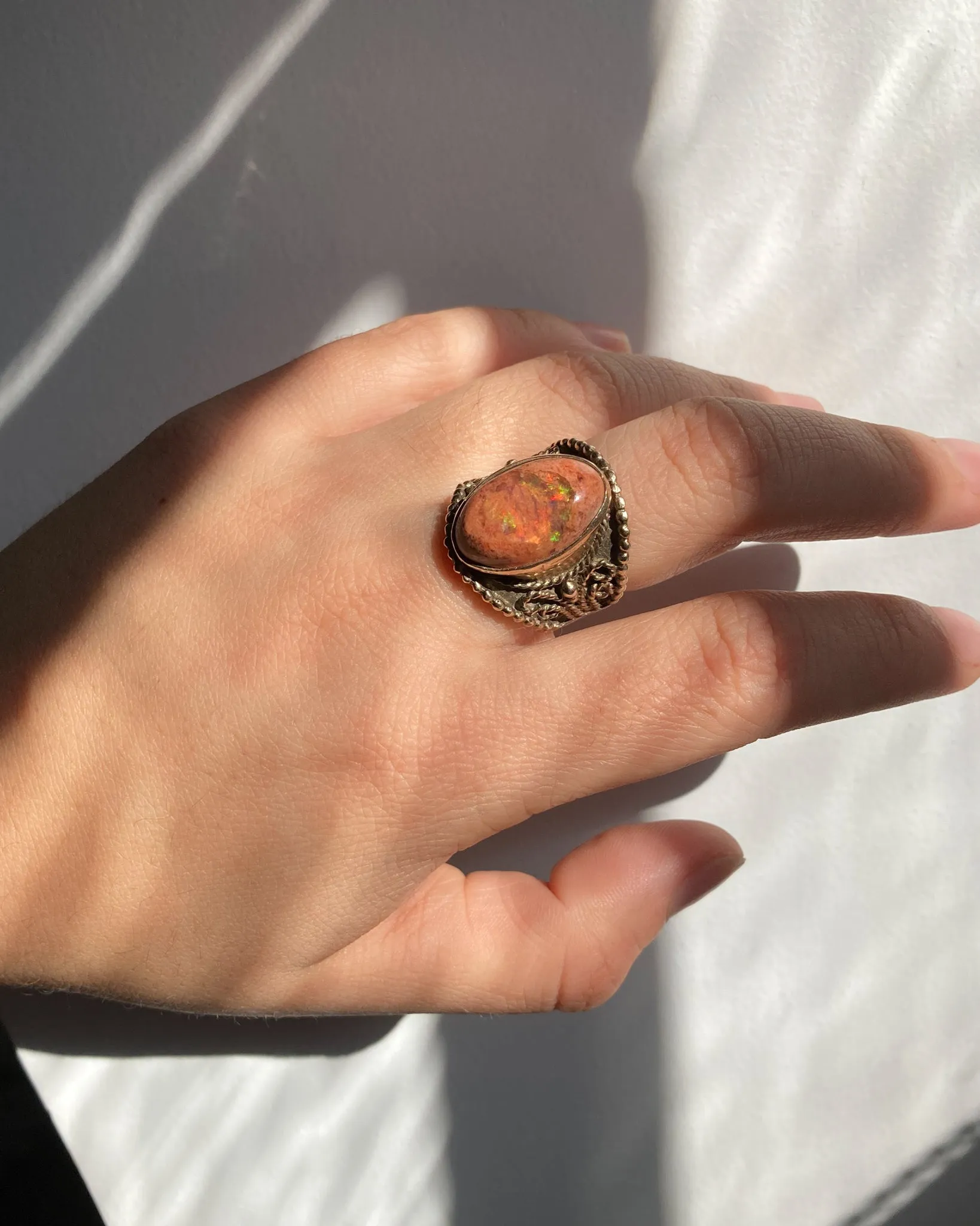 Vintage Pink Fire Ring