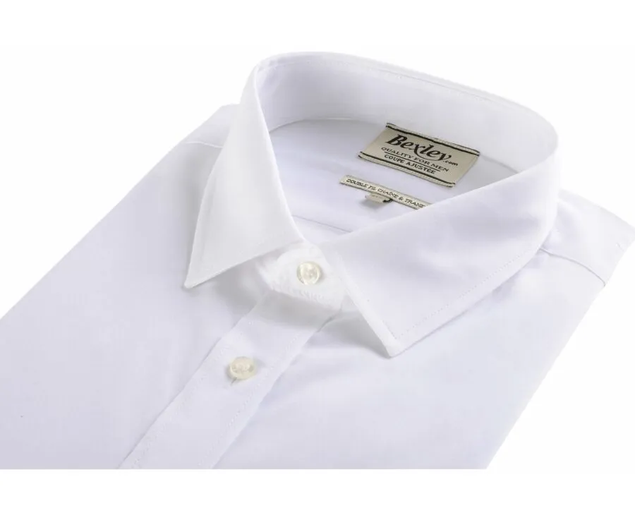 White Poplin Cotton Shirt - Straight collar - LOUIS