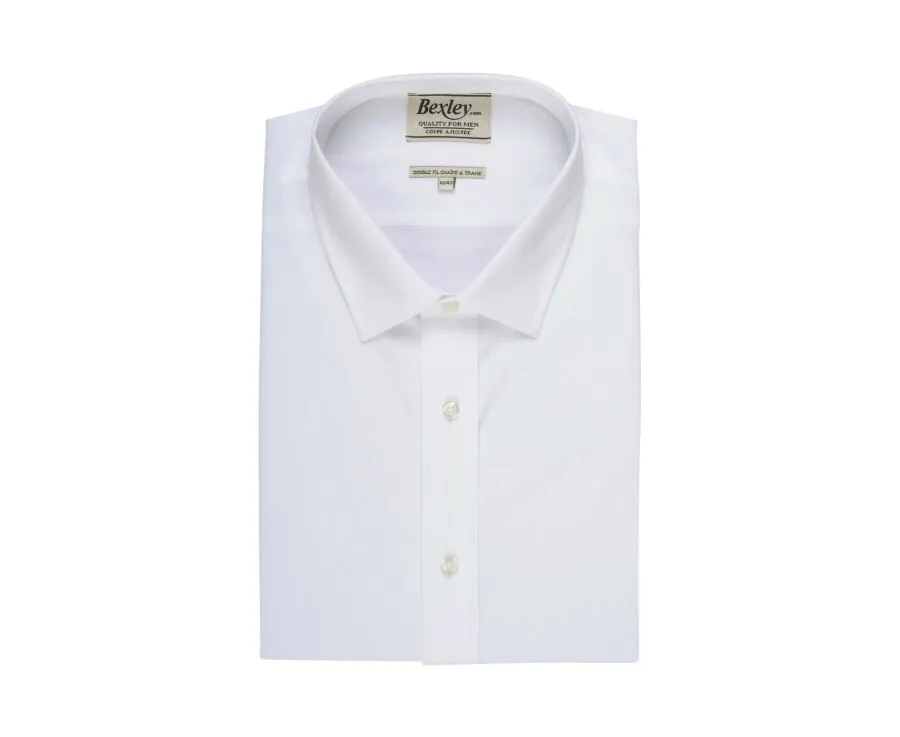 White Poplin Cotton Shirt - Straight collar - LOUIS