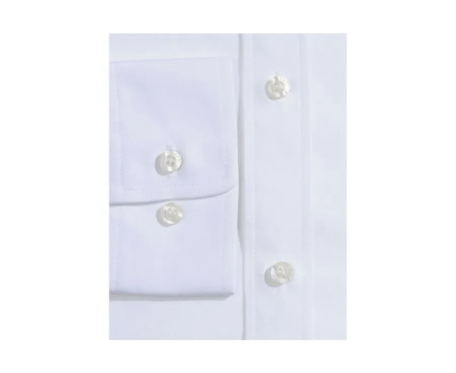 White Poplin Cotton Shirt - Straight collar - LOUIS