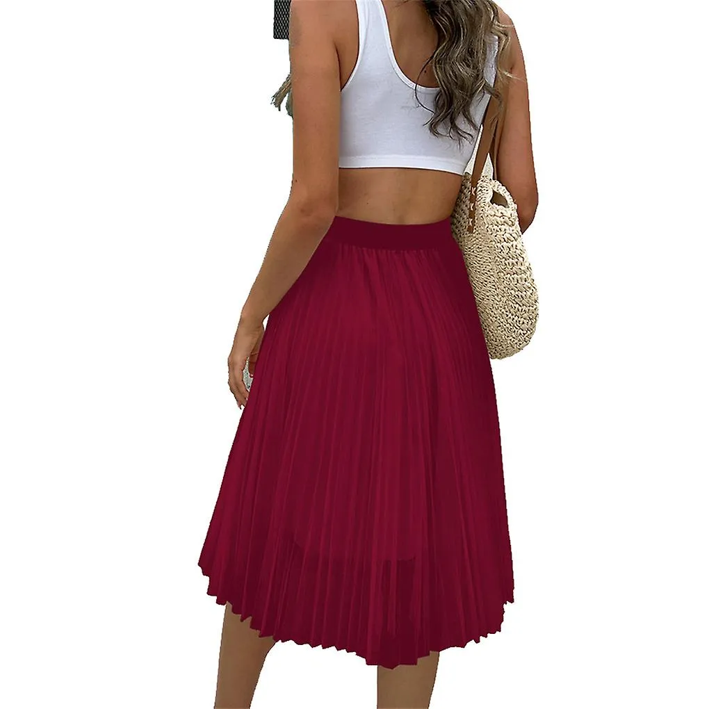 Woman High Waist Skirt Girl Summer Pleated Skirts Clothing Holiday