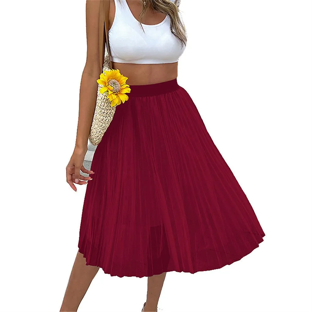 Woman High Waist Skirt Girl Summer Pleated Skirts Clothing Holiday