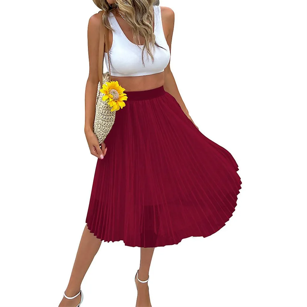 Woman High Waist Skirt Girl Summer Pleated Skirts Clothing Holiday