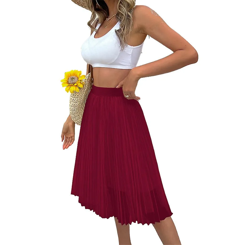 Woman High Waist Skirt Girl Summer Pleated Skirts Clothing Holiday