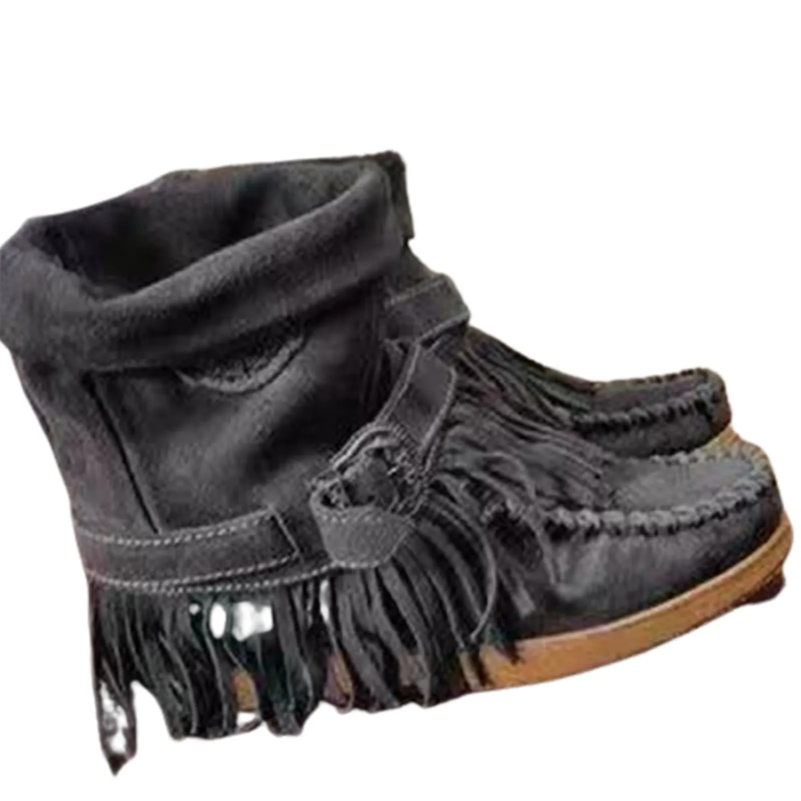 Women Suede Boots with Tassel Luxury Vintage Matte Shoes Non Slip Shoes Fashionable